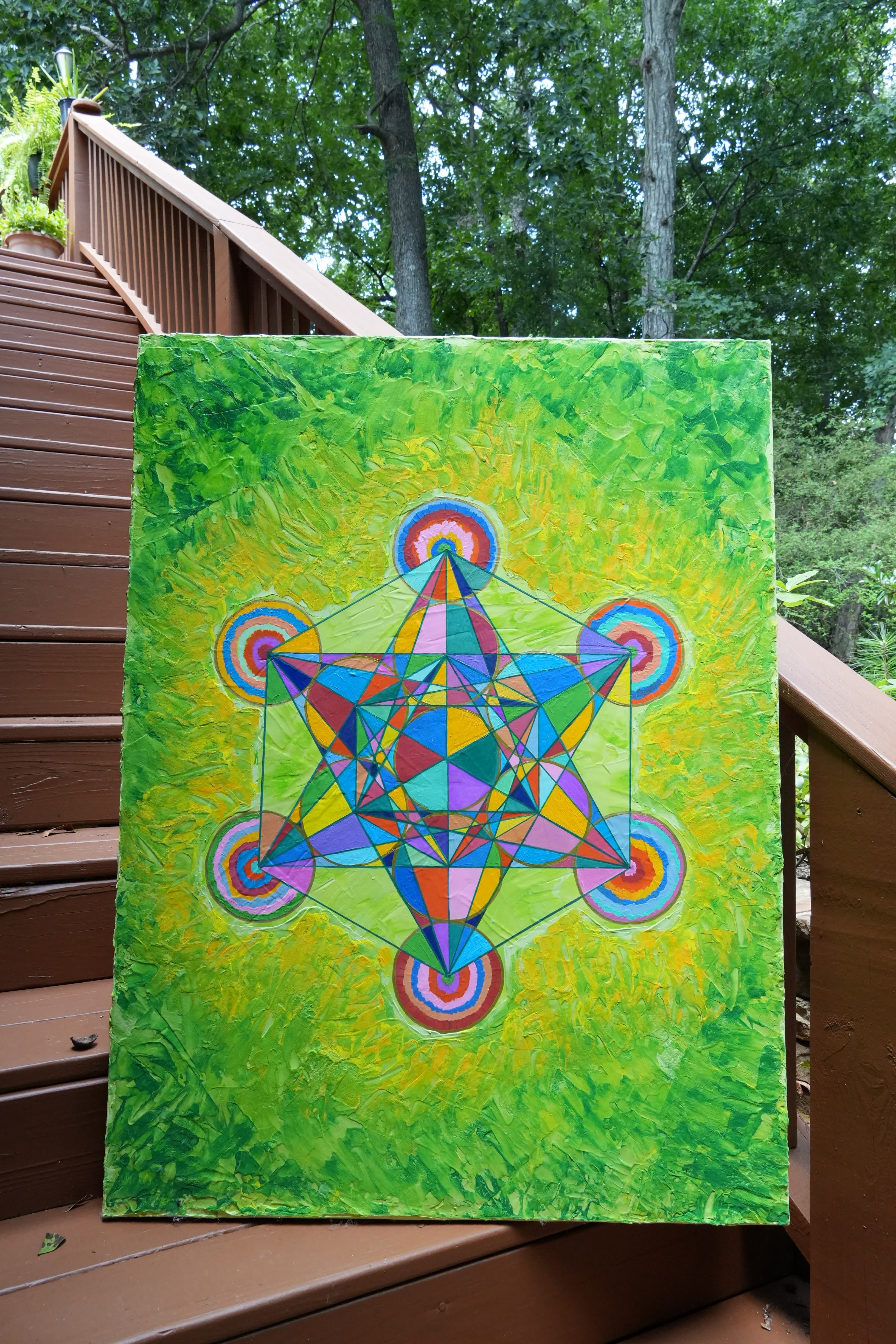 Dazzlingly Large Metatron's Cube in Lime Green