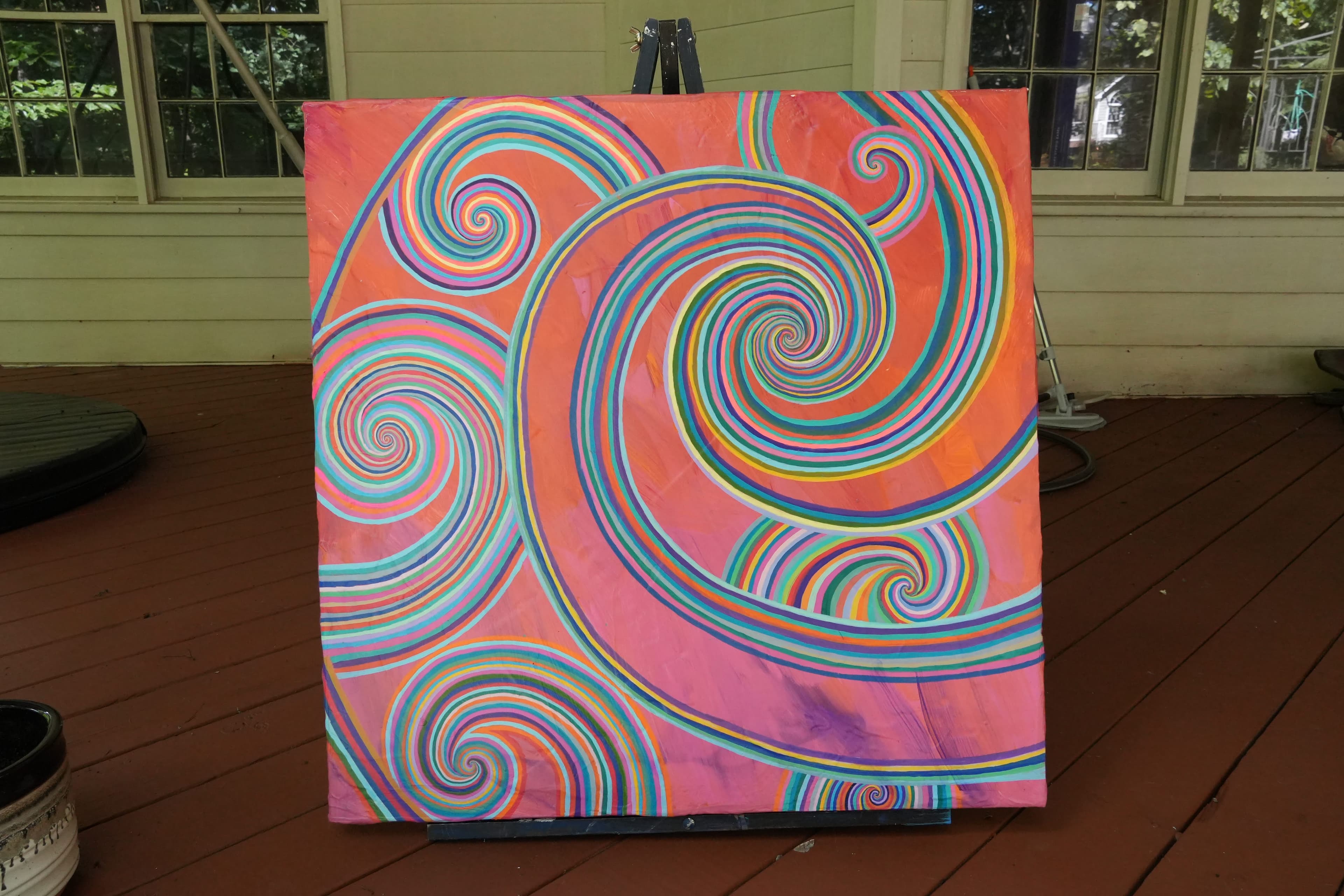 Fibonacci Spirals in Coral Orange