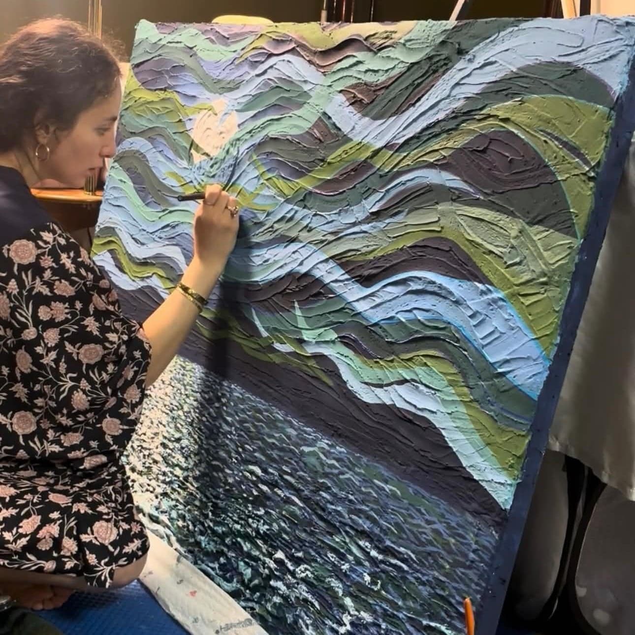 Layering color and texture with broad strokes